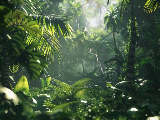 jungle wallpaper, ui design, grid template, plants, 3D, HD, 4K, high resolution, many details, bkcjground picture, realistic lightning, --ar 4:3