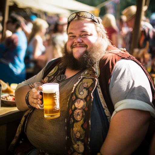 fat guy drinking a beer at a tailgate faerietale couture