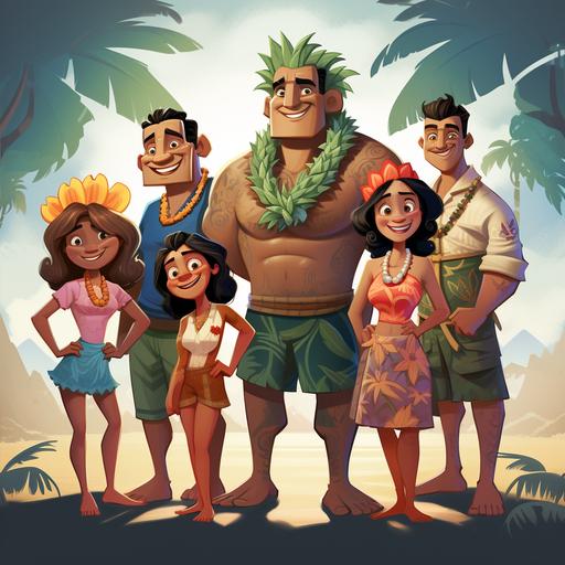 Hawaiian People, cartoon style, –ar 2:3