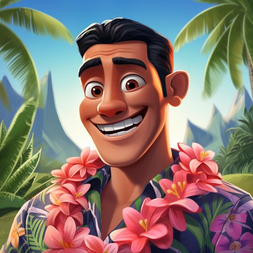 Hawaiian guy, cartoon style –ar 2:3