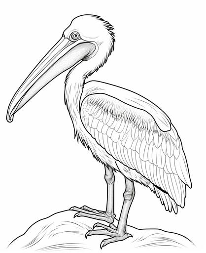 coloring page for kids, pelican deer simple cartoon stlye, thick line, low detail, no shading --ar 9:11
