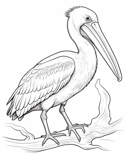 coloring page for kids, pelican deer simple cartoon stlye, thick line, low detail, no shading --ar 9:11