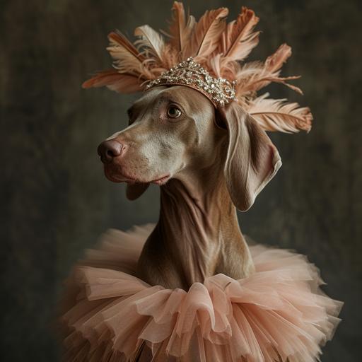 A Hungarian pointer dressed in a prima ballerina costume. High quality realistic photo --s 250 --v 6.0
