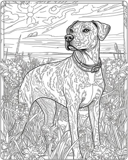 A Rhodesian Ridgeback in an African savannah at sunset, coloring page for adults, thick lines, black and white, greyscale --ar 4:5 --v 6.0