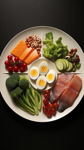 A balanced diet plate, --ar 9:16