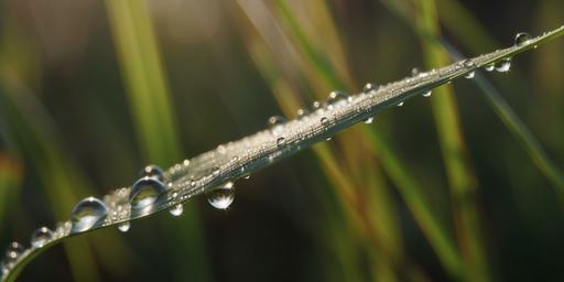 A beautiful large drop of dew on a blade of grass in the morning light. Water drop in nature closeup macro --ar 16:8 --q 2 --v 5 --upbeta