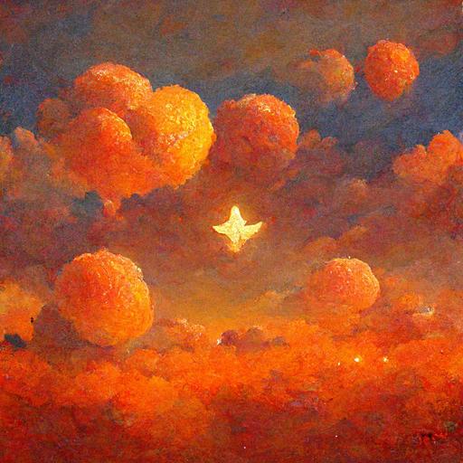 A big orange jewel is flying in the evening sky