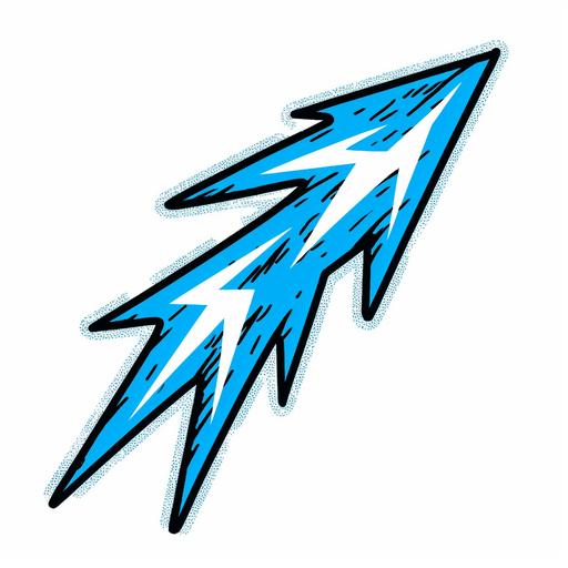 A blue and white horizontal lightning bolt, cartoon
