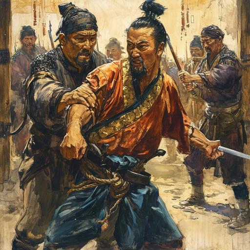 A brutal 16th century Chinese naval officer. Shows disrespect for his soldiers, punching them in the face..--ar 9:16 --c 7 --v 6.0 --style raw