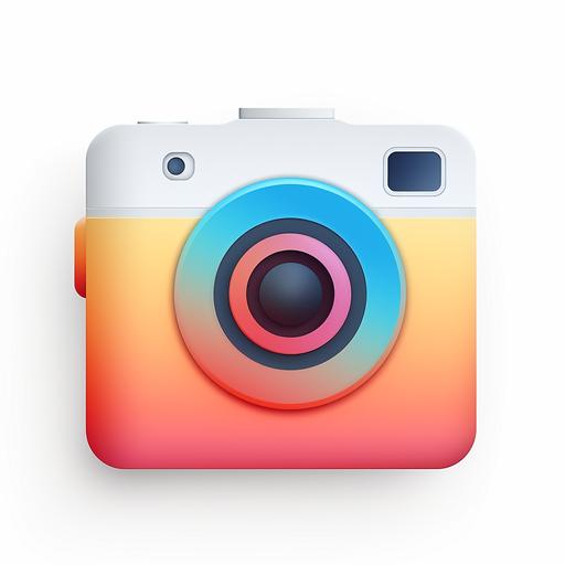 A camera app icon, on a white background, minimal