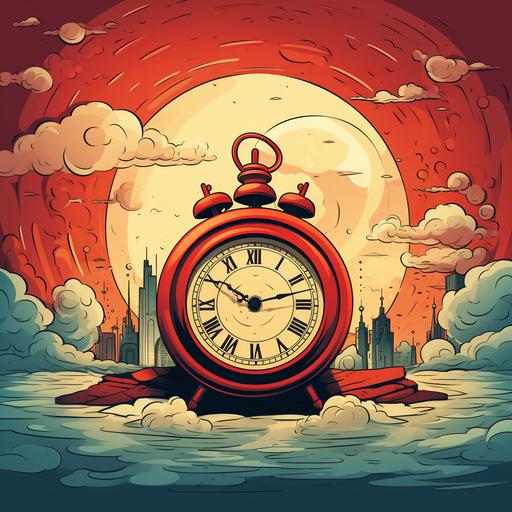 A cartoon clock ticking away the hours