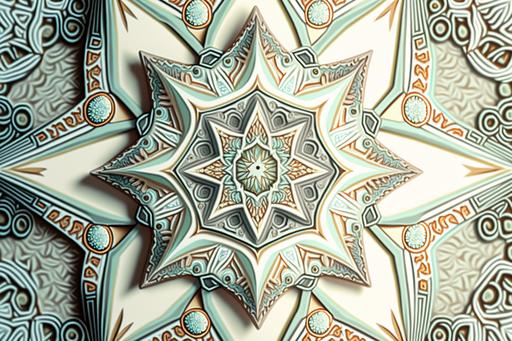A close up of a light colored pattern on fabric, an abstract drawing, by John Backderf, generative art, ganesha shaman, cubic crystals, isometric style and dating will skyscang, highly detailed symmetry , visionary art , visionaryart --ar 1920:1280