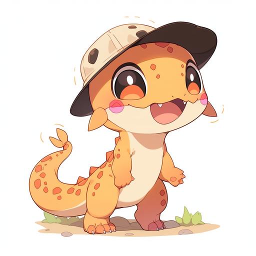 A close-up of the head of a desert lizard baby, dumbfounded and cute, with a floor plan and a happy smile,Pokémon --niji 5