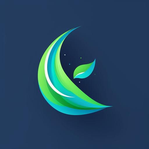 A comet logo. Green and Blue