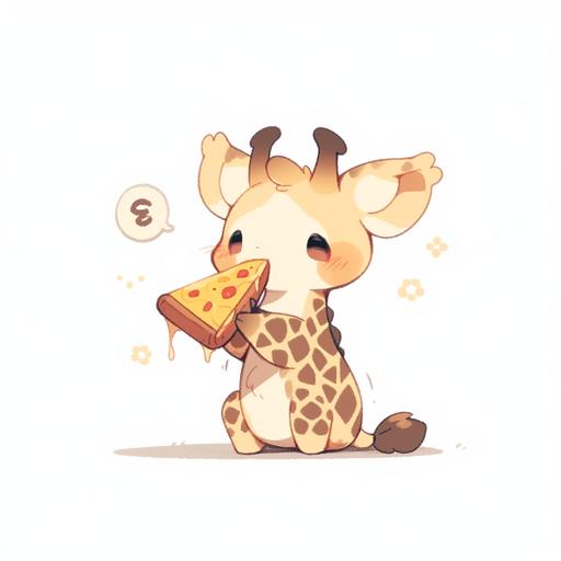 A cute and very hungry giraffe character, sticker, white background, by C. M. Kosemen, Christian Cline and Wayne Barlow --niji 5 --q 2 --s 750
