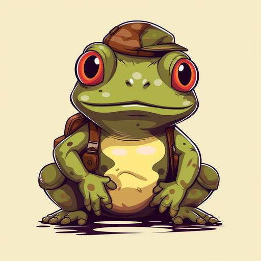 A cute soldier frog, in a colorfull background, cartoon simple style pfp