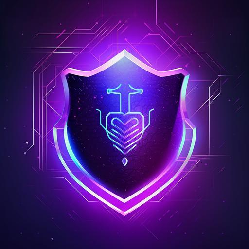 A cyber security shield logo, focused on cryptography and encryption, lock in the center of the shield, shades of purple, hyper realistic --s 250 --v 5