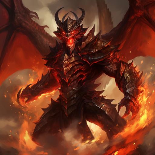 A fantastic humanoid dragon character with leather clothes in fire. main character. Charismatic, in an epic posture, in action, fighting position, looking at the spectator, in the magic the gathering style. human looking. Fantasy human Dragon Art, Fiery Creature Illustration, Flame Elemental, Inferno Fantasy, Red Draconic human hero. Leather wearings. MTG art style