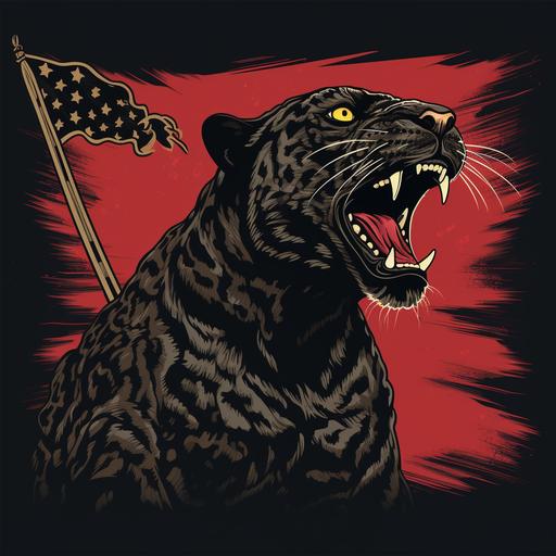 A flag with black leopard print dedicated to old time strongmen