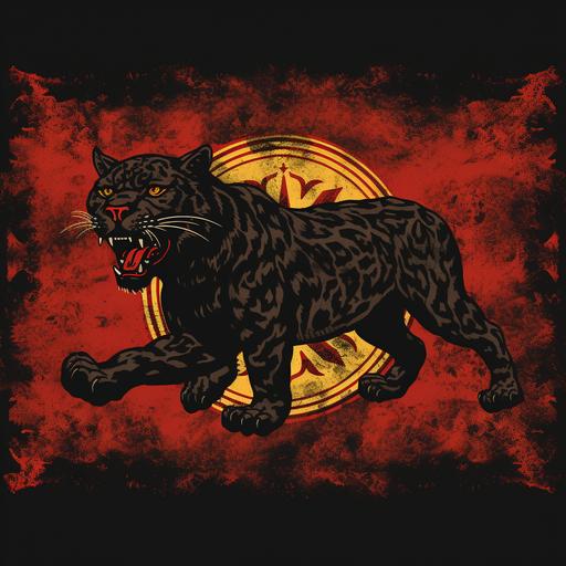 A flag with black leopard print dedicated to old time strongmen