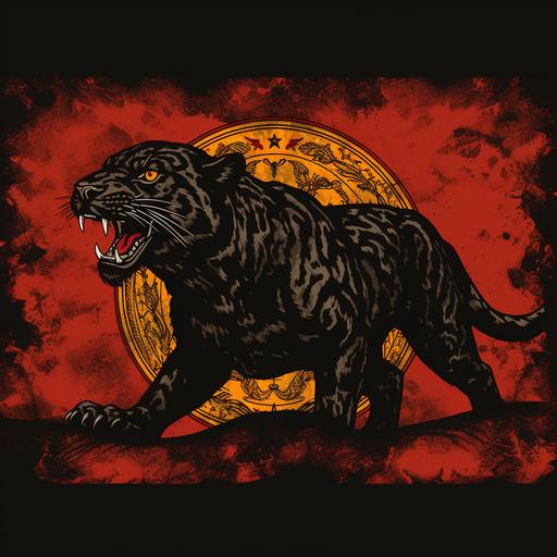 A flag with black leopard print dedicated to old time strongmen