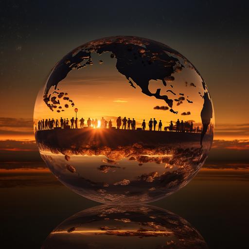 A globe showing the positions of various countries, silhouette photography, Impressionism, 4K, HDR