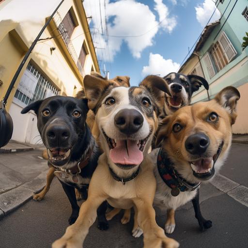 A group of Brazilian street dogs taking a selfie