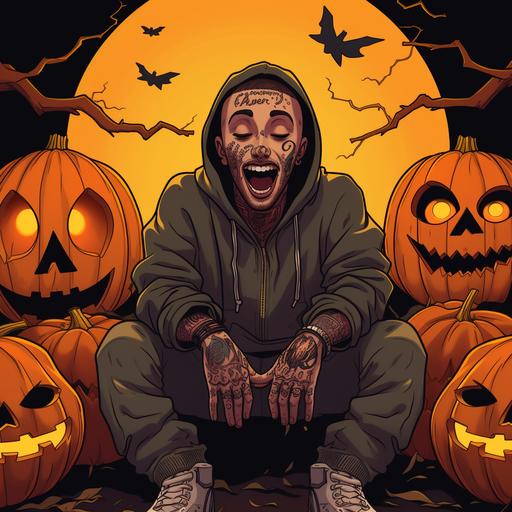 A halloween cartoon style of rapper Mac Miller