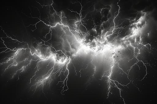 A high-quality, black and white close-up photograph of a dangerous electric storm, captured at f/2.8, emulating the style of Gabriel Ferrier. The image showcases the intense contrast between light and dark, with electric sparks fully in frame. Prompt by Creative Photo Prompt Expert GPT created by M A Aguilar --no underground --ar 3:2 --v 6.0 --s 250 --style raw