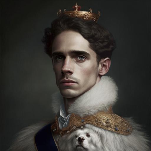 A king charles that looks like prince charles::4 with a plastic crown::2