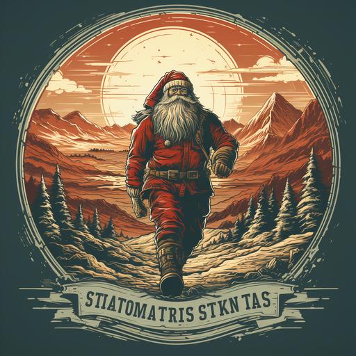 A logo, sasquatch, christmas, with the words 