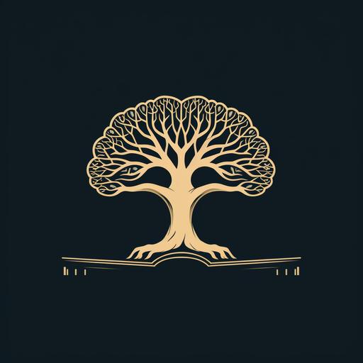 A minimal logo af a tree, shaped like a bridge on its trunk, and like a brain on its upper part