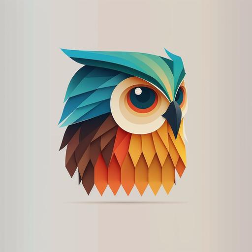 A minimalist logo design, Lego Owl Face waving Icon with Simple Shapes, Playful Colors, Geometric Design, and Flat Shading