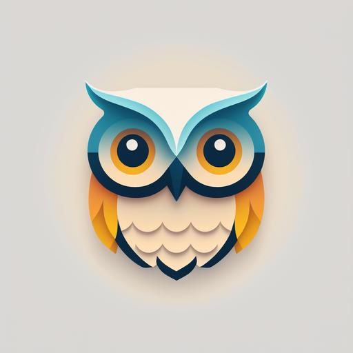 A minimalist logo design, Lego Owl Face waving Icon with Simple Shapes, Playful Colors, Geometric Design, and Flat Shading