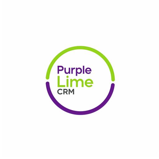 A minimalist logo for a tech consulting company named Purple Lime CRM, must include 