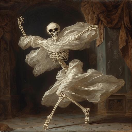 A picture of a character mummy dancing waltz very graciously alone in the tombs, Baroque painting, 16k --q 2 --v 5.1