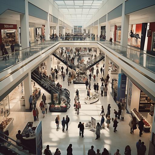 A picture of crowded shopping mall during a sale event