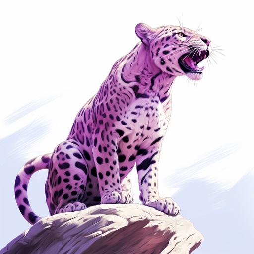 A purple spotted leopard, low angle shot, sketch, 32K, high resolution
