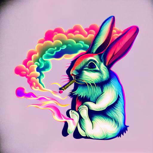 A rabbit made out of rainbows, smoking weed --upbeta --q 2 --niji