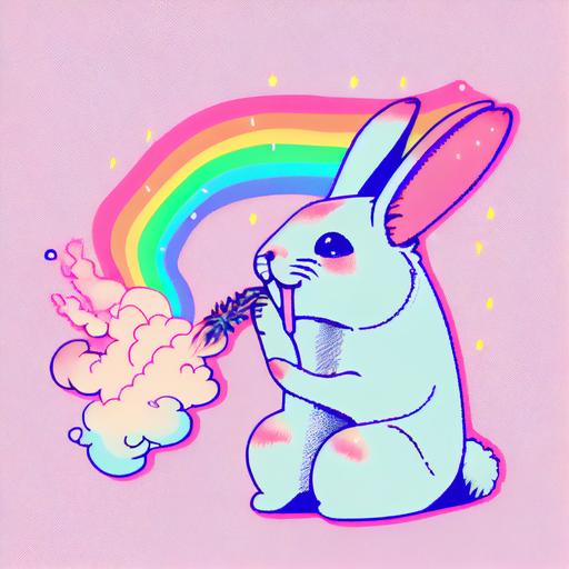 A rabbit made out of rainbows, smoking weed --upbeta --q 2 --niji