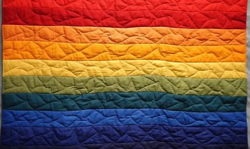 A rainbow pride flag, in the style of T-Shirt Quilts –gay –nb --s 90 --ar 5:3