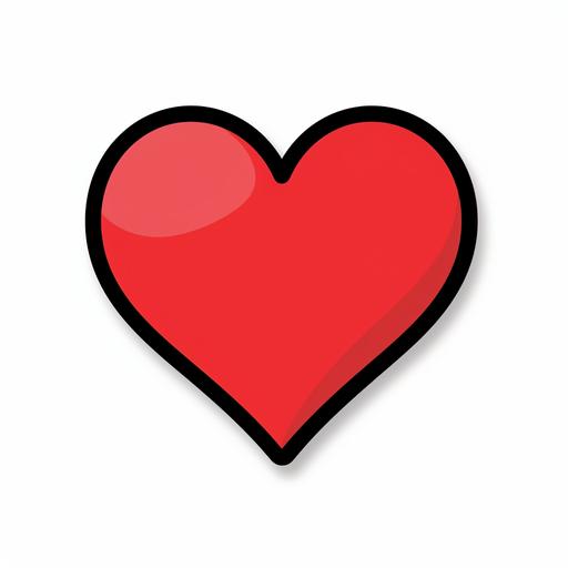 A red heart Sticker PNG Clipart on a White Background, Black bold Outline, simple and Clean minimalistic design, flat solid color --v 5.2