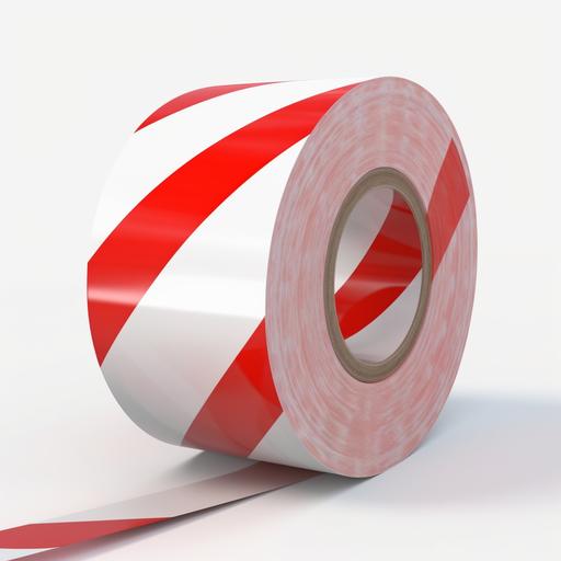 A roll of warning tape, red and white, Warning line, acrylic, chibi, cartoon, nattierfashion, beautiful painting, highly detailed, ultra - high definition, 3d, Cinema 4D, modern, noiseless, smooth rendering, octane rendering, virtual engine 5 technology demonstration, 4K, white background, - - v 4 --v 5 --q 2