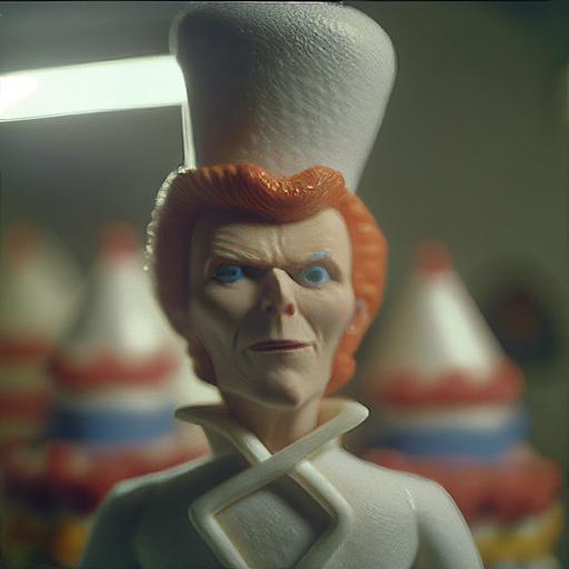 A screenshot from David Bowie's iconic song Let's Bake, Everyone is putting on their bakers hat. realistic, ultra realistic, concept art, elegant, highly detailed, intricate, sharp focus, depth of field, f/1. 8, 85mm, medium shot, mid shot, (centered image composition), (professionally color graded), ((bright soft diffused light)), volumetric fog, trending on instagram, trending on tumblr, hdr 4k, 8k, Realistic, Cinematic --v 4