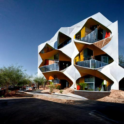 A small apartment complex designed by Disney, Bjarke Ingels, and Frank Garry in Phoenix, Arizona.