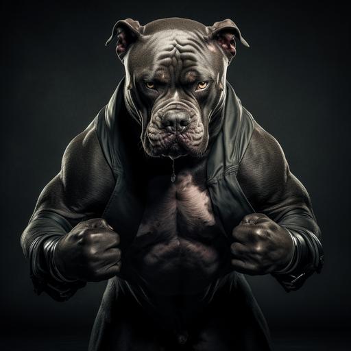 A strong and confident Pitbull striking a powerful pose.