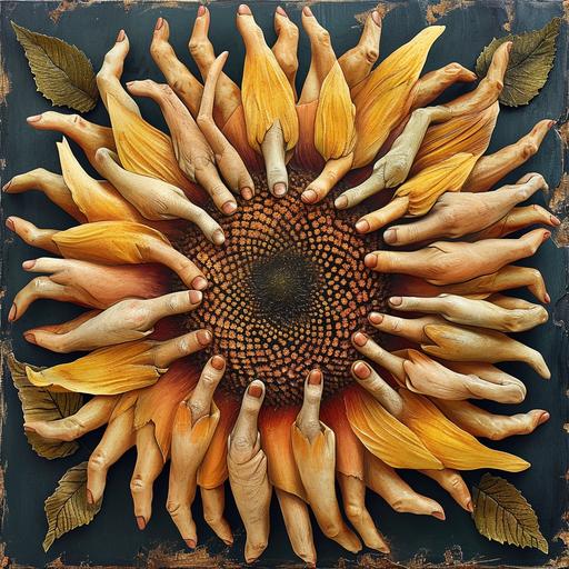 A sunflower whose petals are women fingers --v 6.0