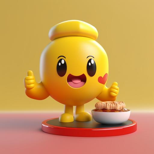 A tiny cute and adorable kawaii 3d pacman character for a food ordering company, japanese style 4k --v 5.1