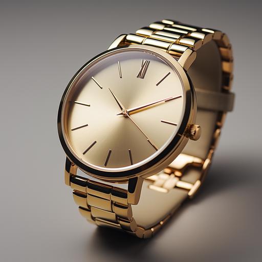 A very slim gold women's watch on a white bakground --s 750