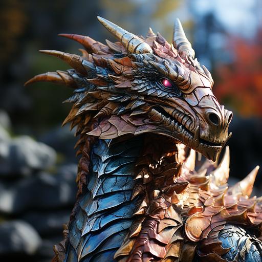 A wide screen full-body encompassing photo of a Metallic Dragon decorated in professional war makeup, standing near an Elf General, centered, liquid neon metal color scale, Scagliola style, sharp focus, professional color grading, snowy rocky mountain stream, photorealism --s 1000